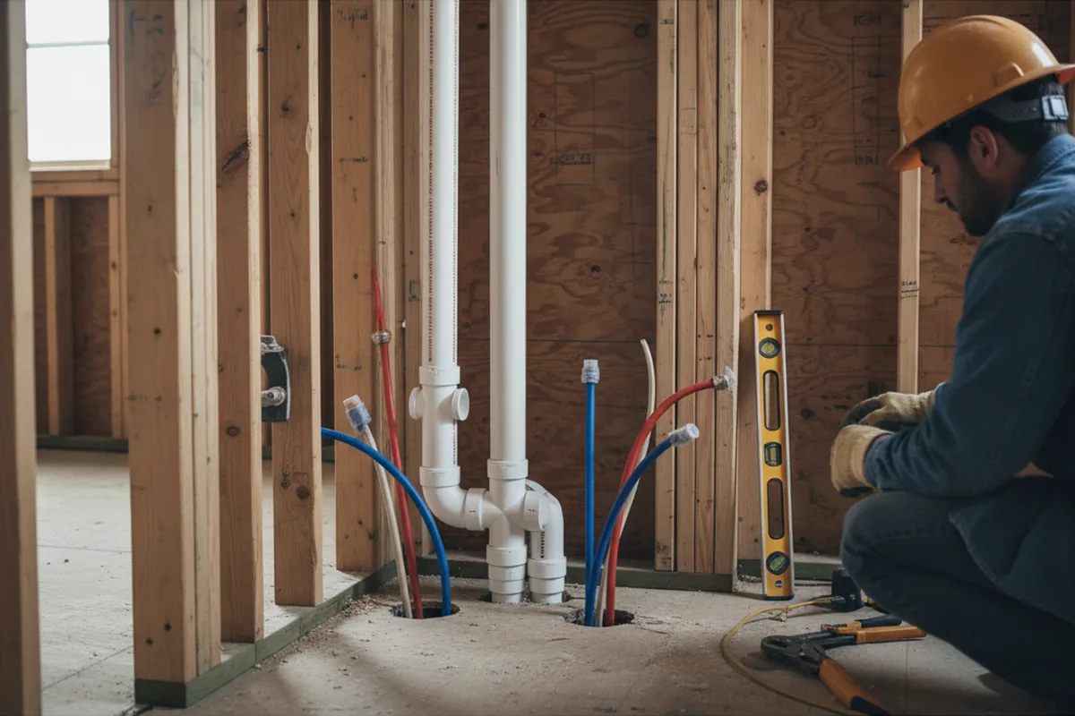 Drain and supply rough-in during Drain Cleaning in Forestburgh