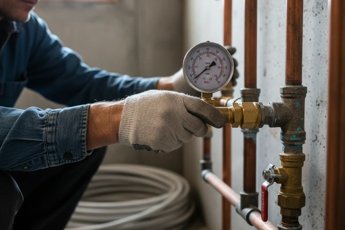Pressure testing a repaired line during Water Line Repair in Forestburgh